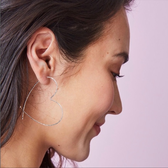 Stella and Dot Hammered Heart Hoops Gold & Silver - Picture 5 of 5